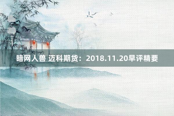 暗网人兽 迈科期货：2018.11.20早评精要