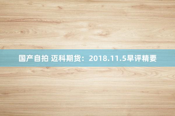 国产自拍 迈科期货：2018.11.5早评精要