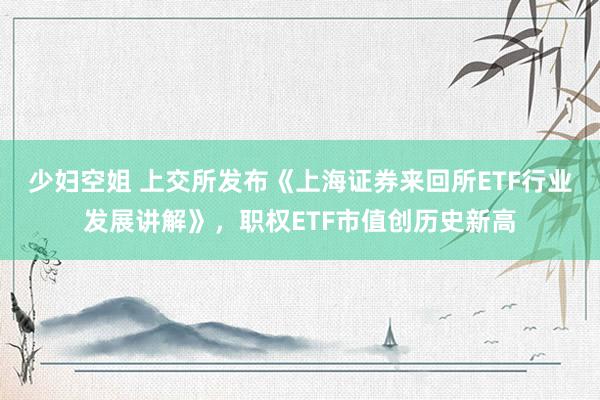 少妇空姐 上交所发布《上海证券来回所ETF行业发展讲解》，职权ETF市值创历史新高