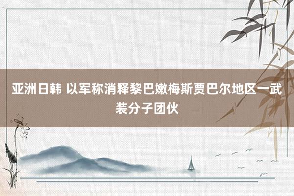 亚洲日韩 以军称消释黎巴嫩梅斯贾巴尔地区一武装分子团伙