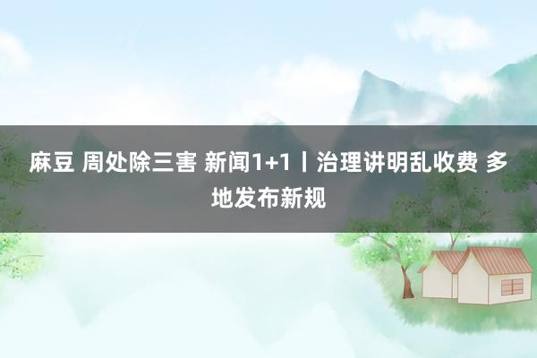 麻豆 周处除三害 新闻1+1丨治理讲明乱收费 多地发布新规