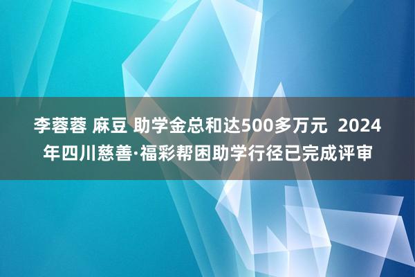 李蓉蓉 麻豆 助学金总和达500多万元  2024年四川慈善·福彩帮困助学行径已完成评审