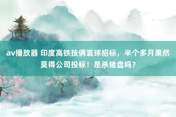 av播放器 印度高铁技俩寰球招标，半个多月果然莫得公司投标！是杀猪盘吗？