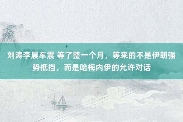 刘涛李晨车震 等了整一个月，等来的不是伊朗强势抵挡，而是哈梅内伊的允许对话