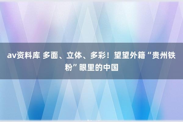 av资料库 多面、立体、多彩！望望外籍“贵州铁粉”眼里的中国